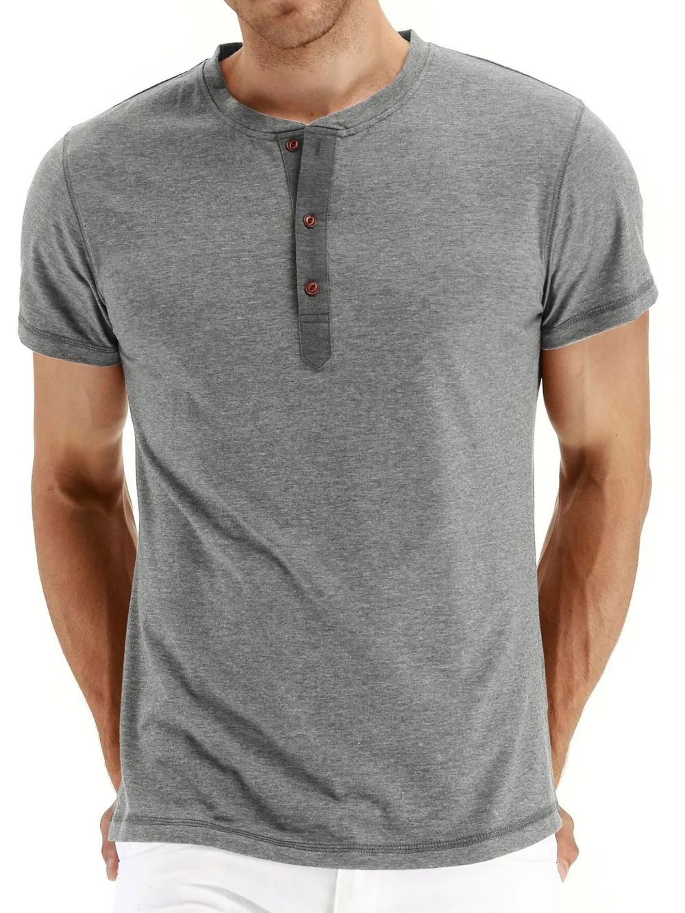 Men's Short Sleeve Henley Polo Shirt, image 3