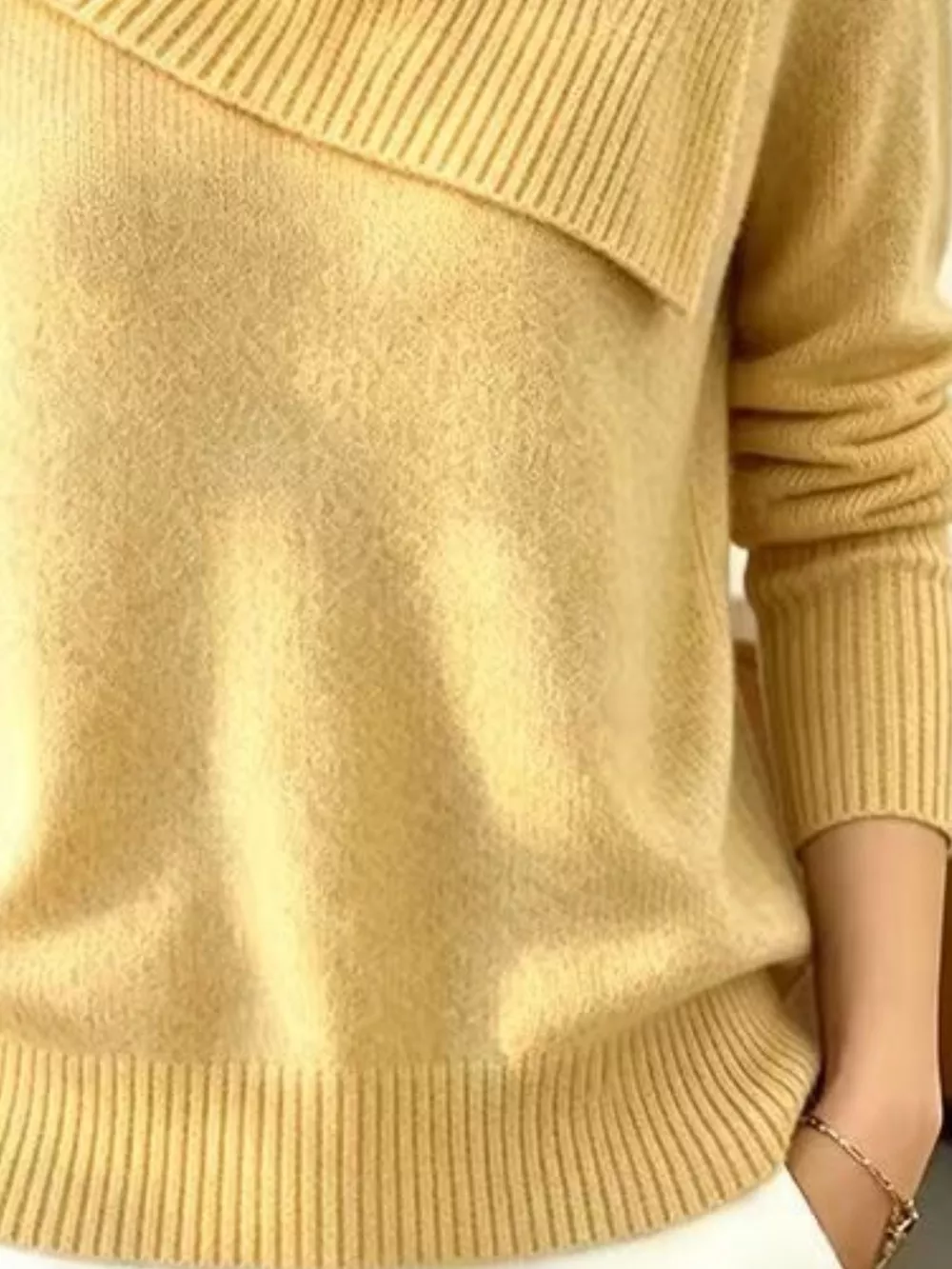Full Size Asymmetric Ribbed Collar Sweater Plus Size, image 18