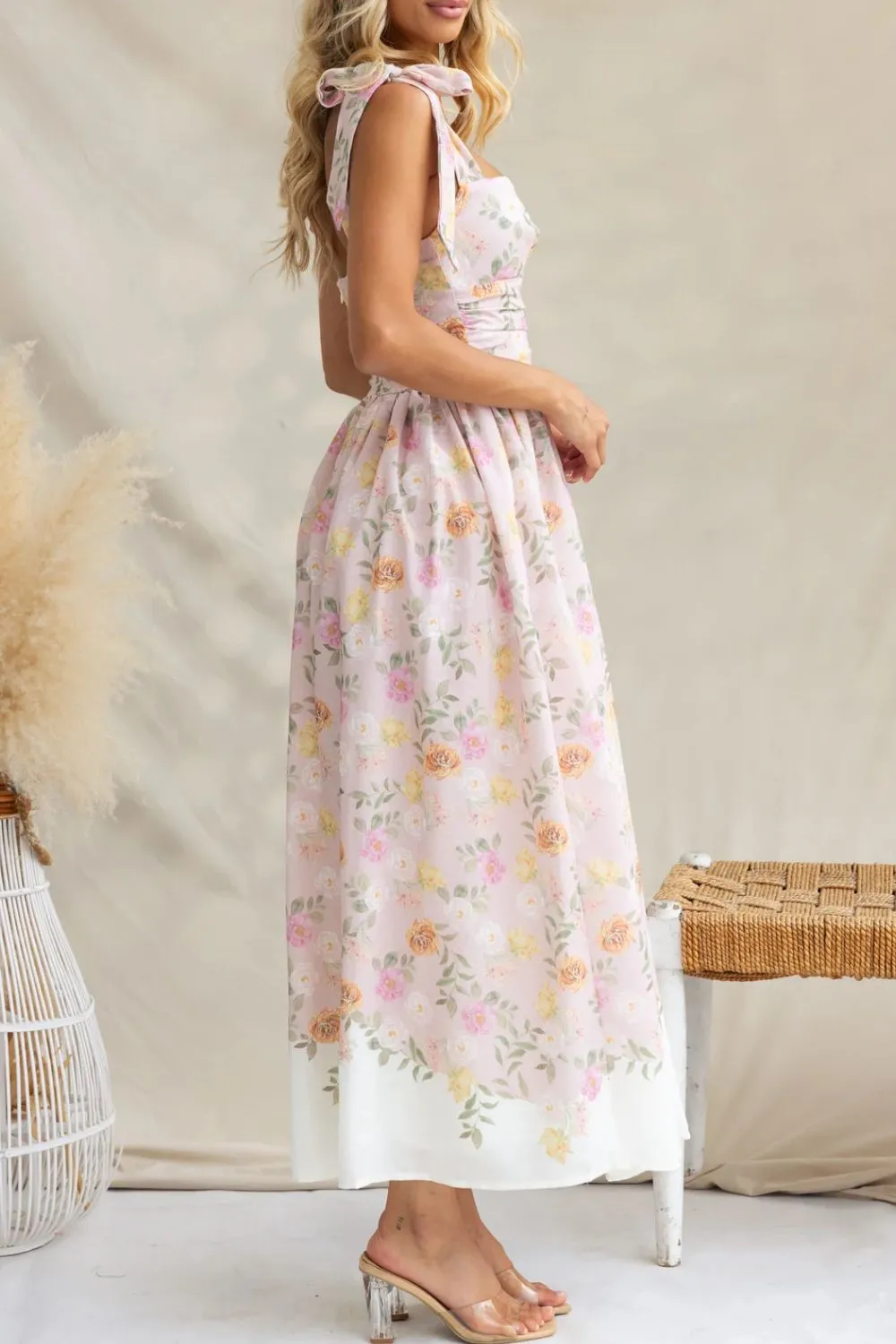 Printed Tie Shoulder Midi Cami Dress, image 7