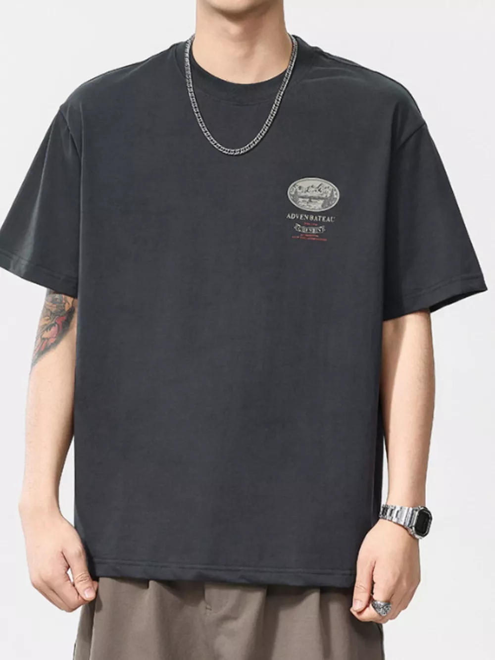 Men's Plus Size Round Neck Short Sleeve T-Shirt, image 5