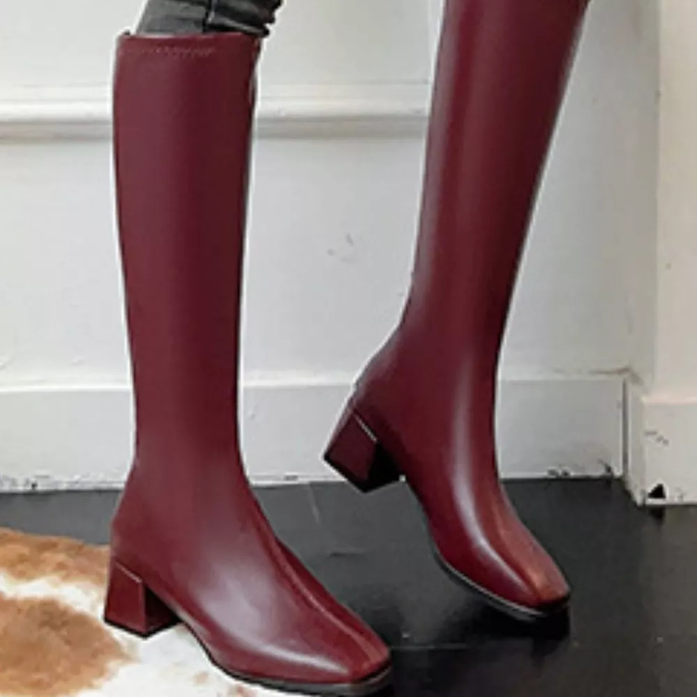 Square Toe Block Heels Boots, image 9