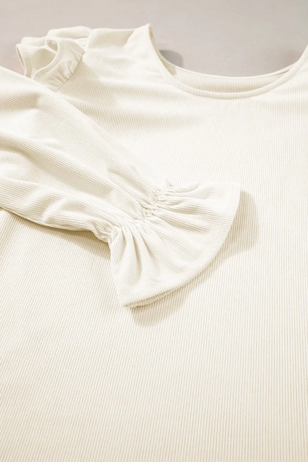 Ruffled Round Neck Flounce Sleeve Top, image 11