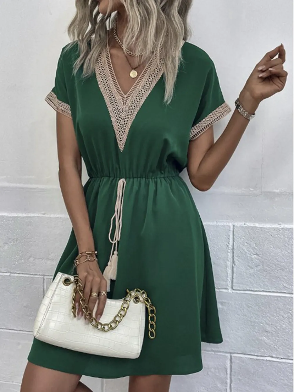 Full Size V-Neck Short Sleeve Dress Plus Size