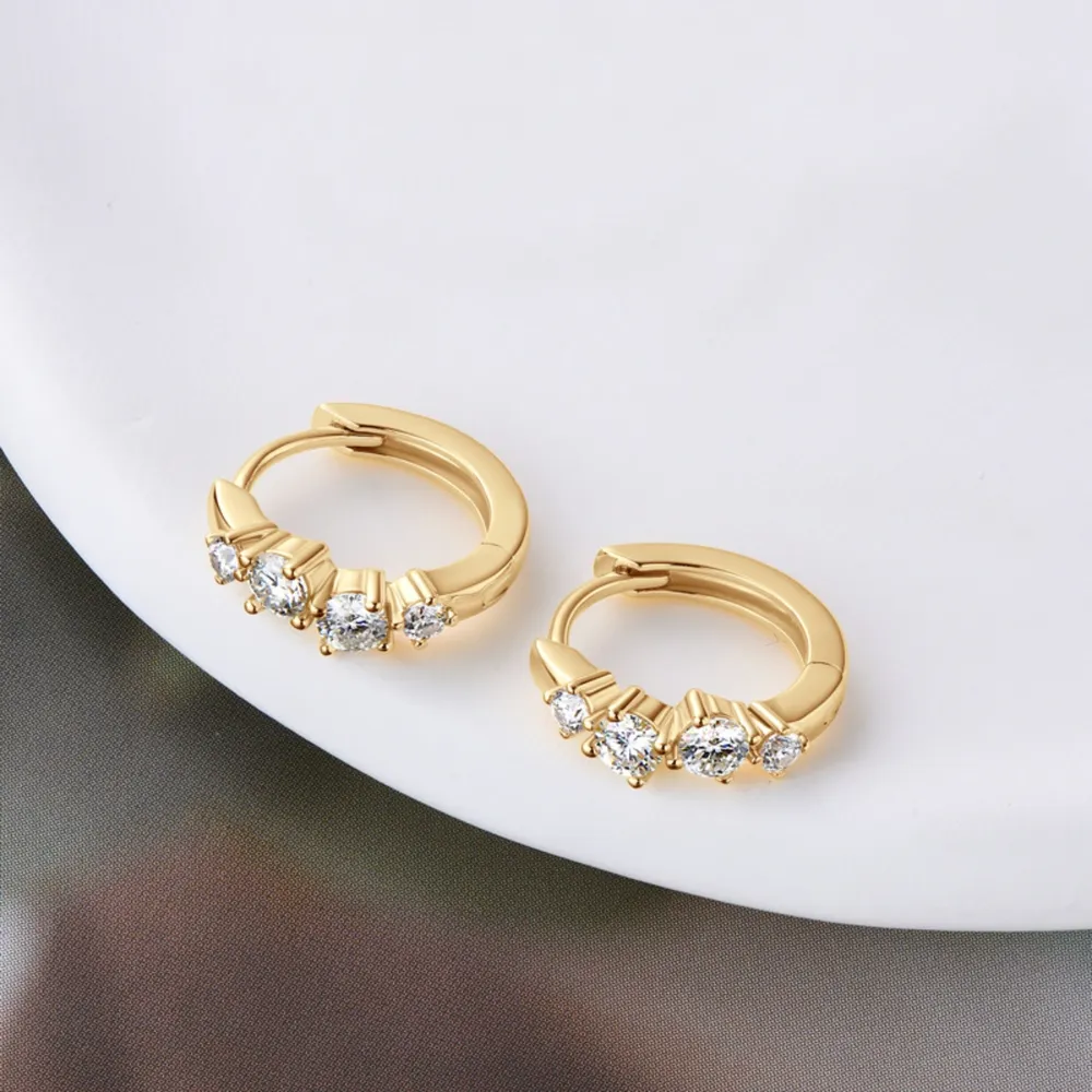 925 Sterling Silver Moissanite Huggie Earrings, image 3