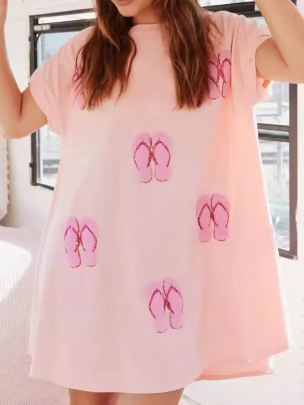 Sequin Short Sleeve Summer Tee Dress, image 12