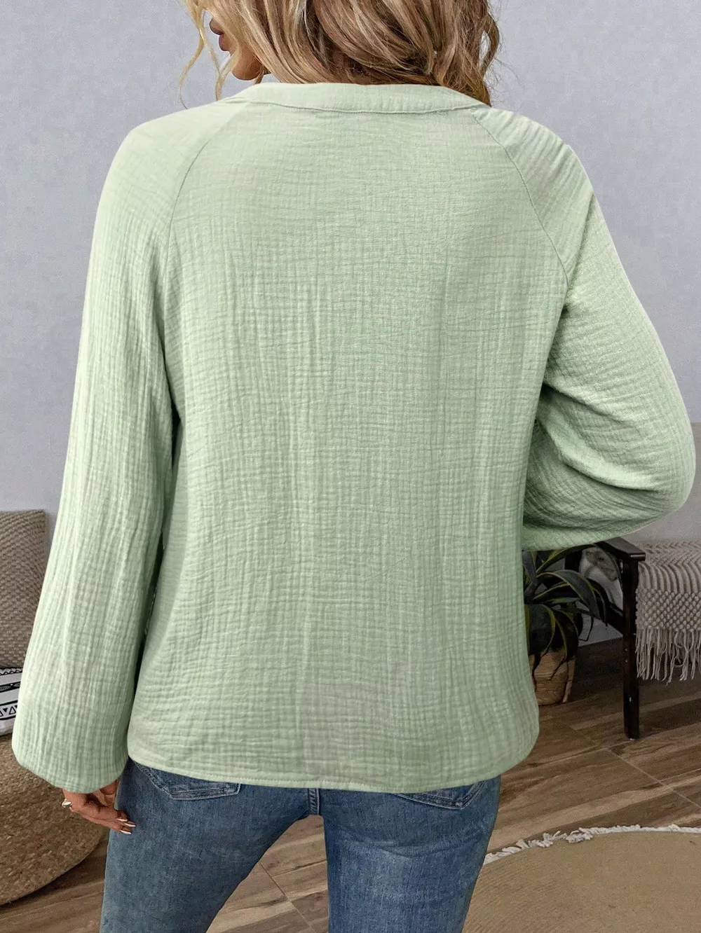 Paisley Notched Balloon Sleeve Blouse, image 23