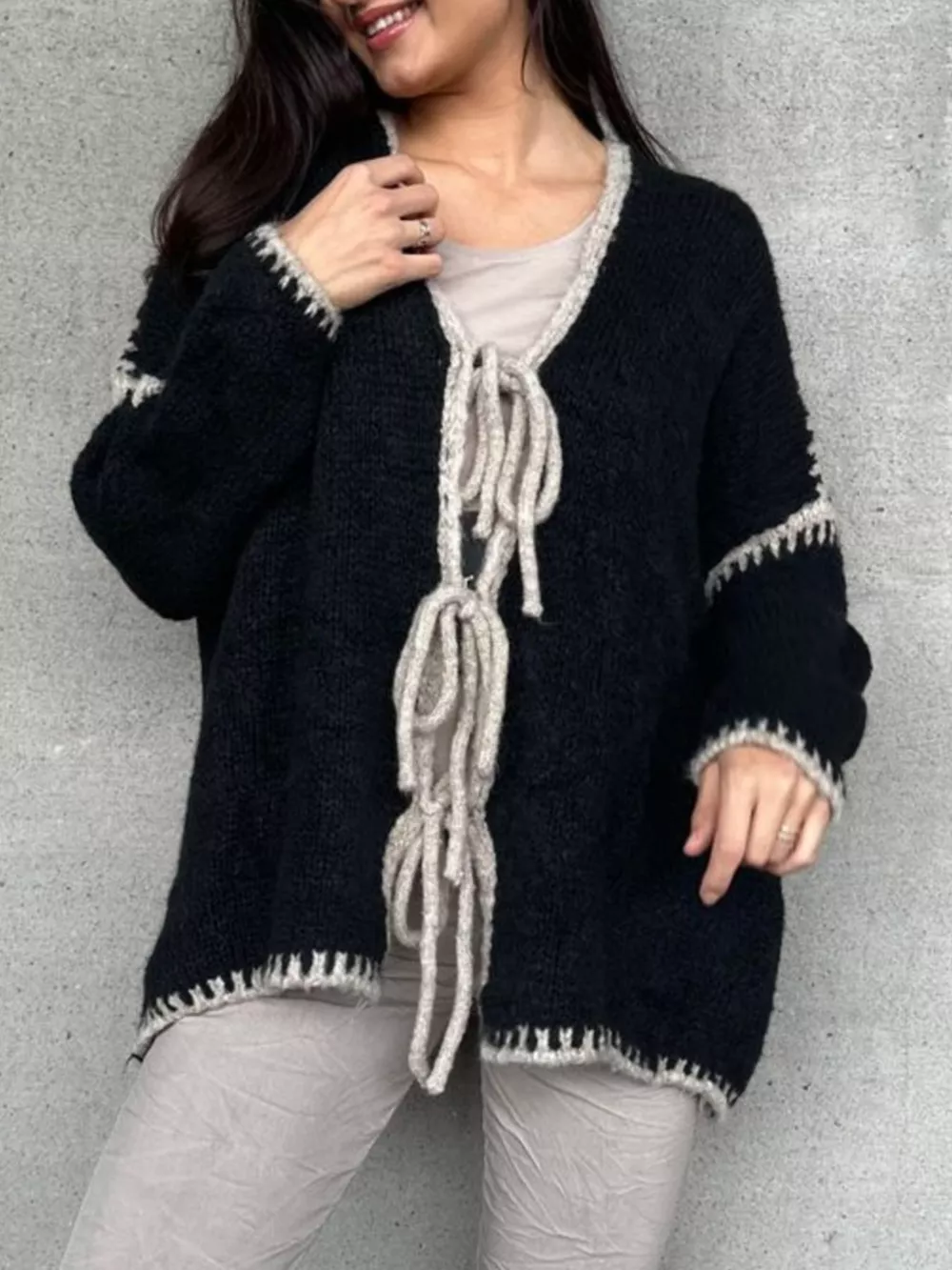 Tie Front Drop Shoulder Cardigan, image 9