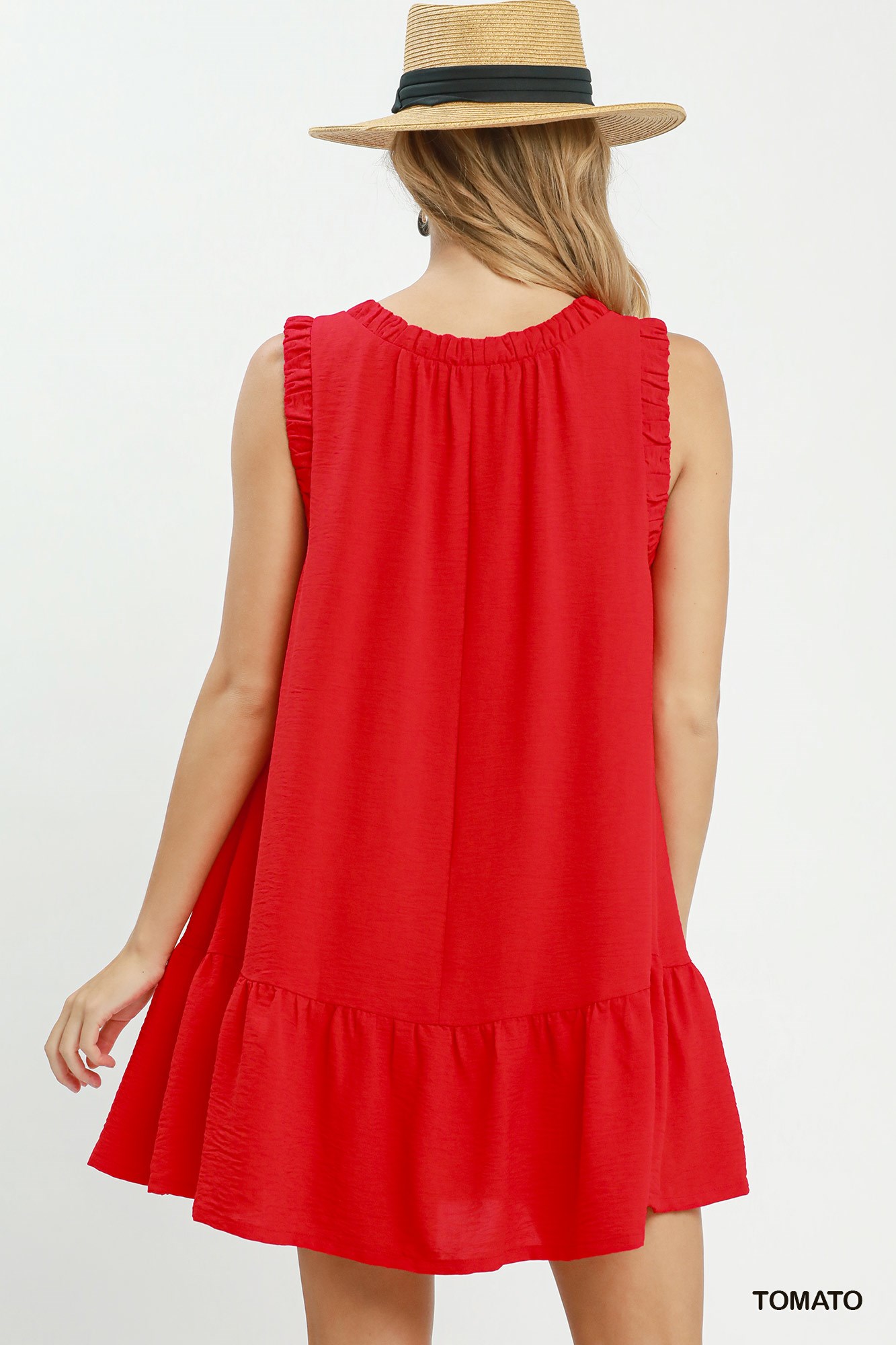 Sleeveless Ruffle Trim Drop Waist Mini Dress, image 3