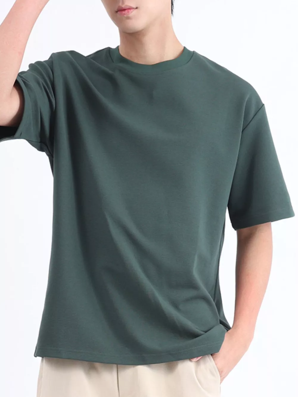 Men's Plus Size Solid Color Round Neck T-Shirt