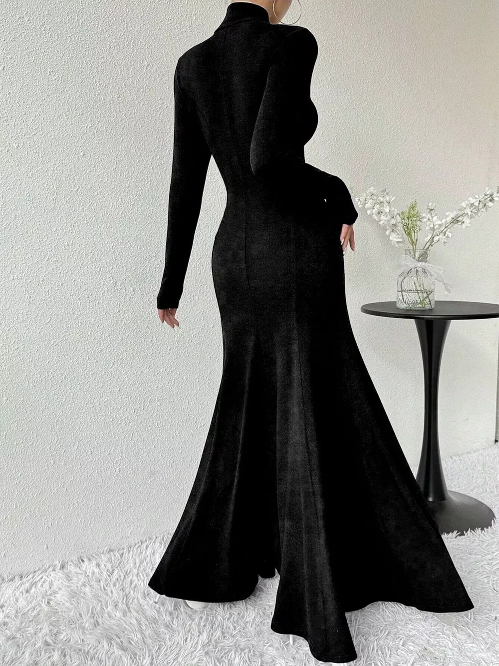Turtleneck Long Sleeve Maxi Mermaid Dress, image 20