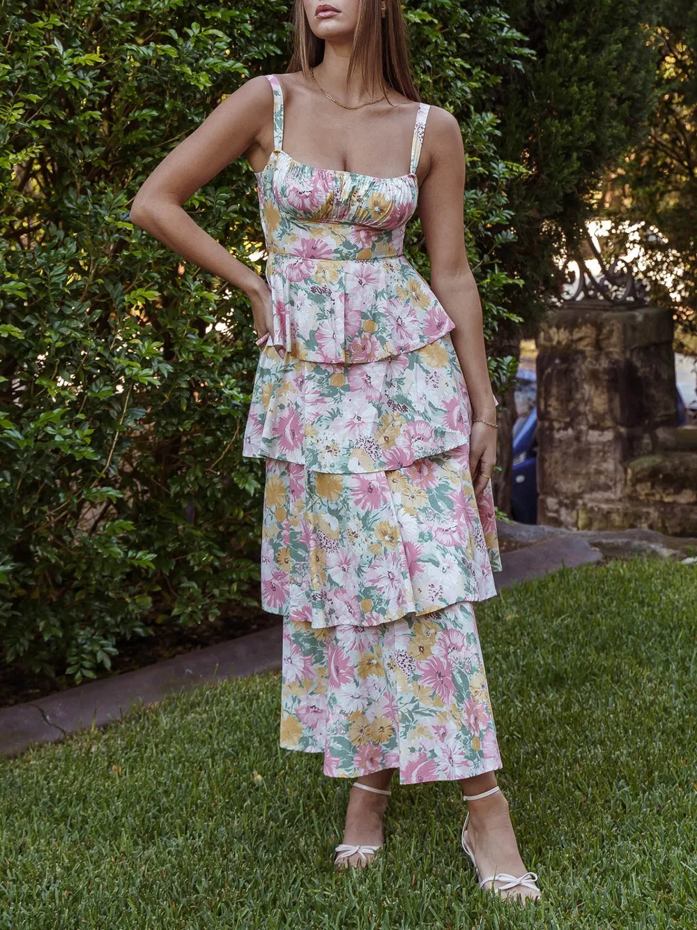 Floral Layered Ruffle Maxi Dress, image 4