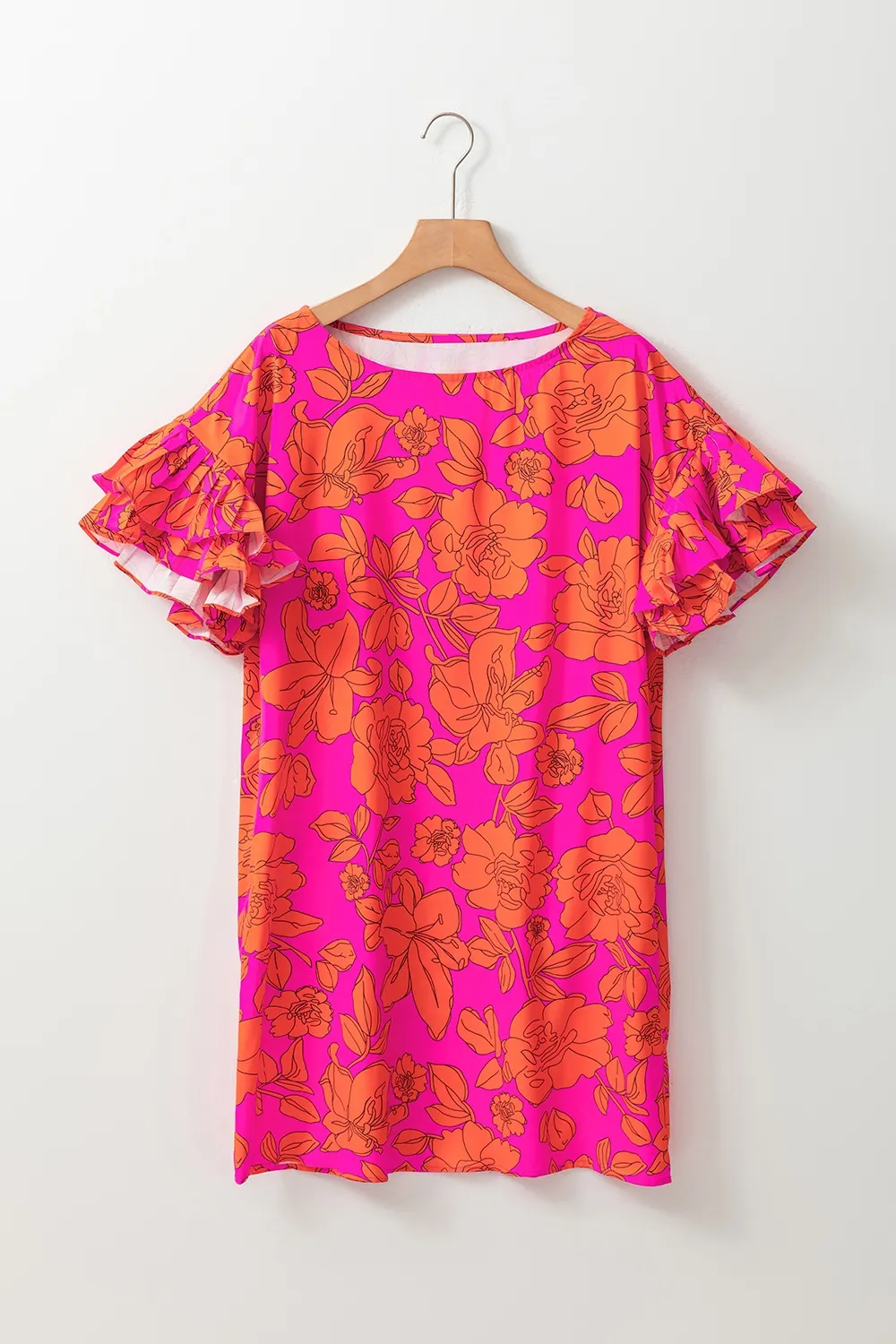 Ruffled Printed Short Sleeve Mini Dress, image 6