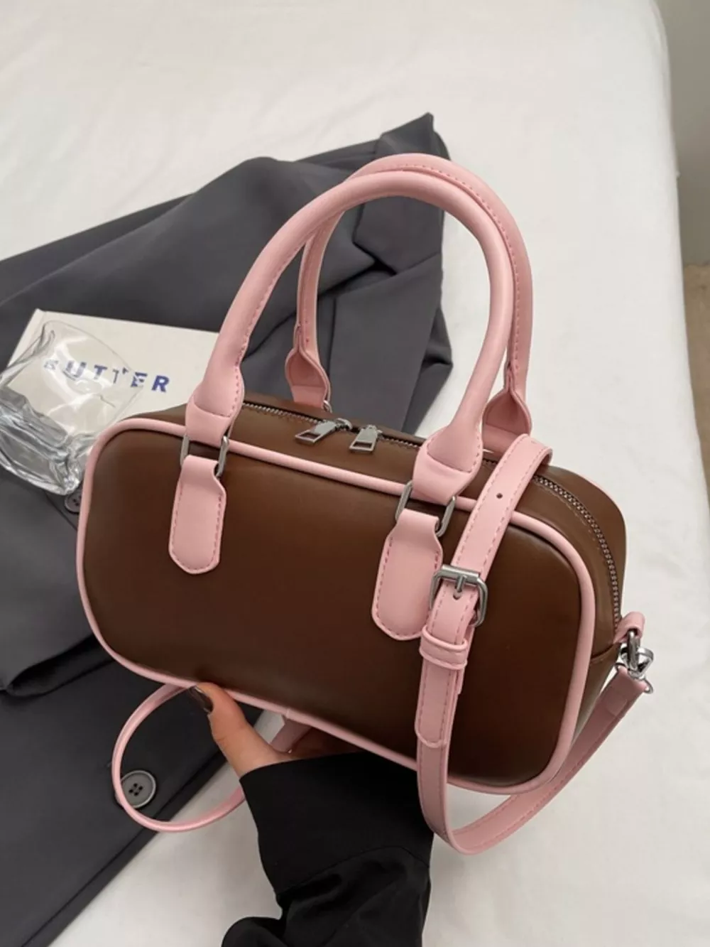 Barrel Crossbody Bag with Key Charm, image 2