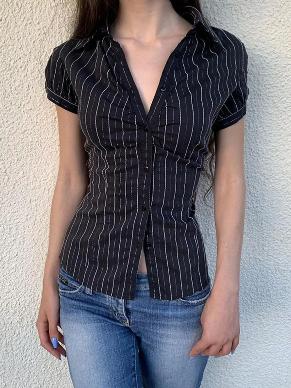 Striped Button-Down Collared Neck Shirt, image 17