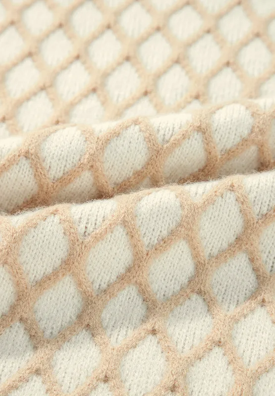 Diamond Pattern Mock Neck Long Sleeve Sweater, image 9