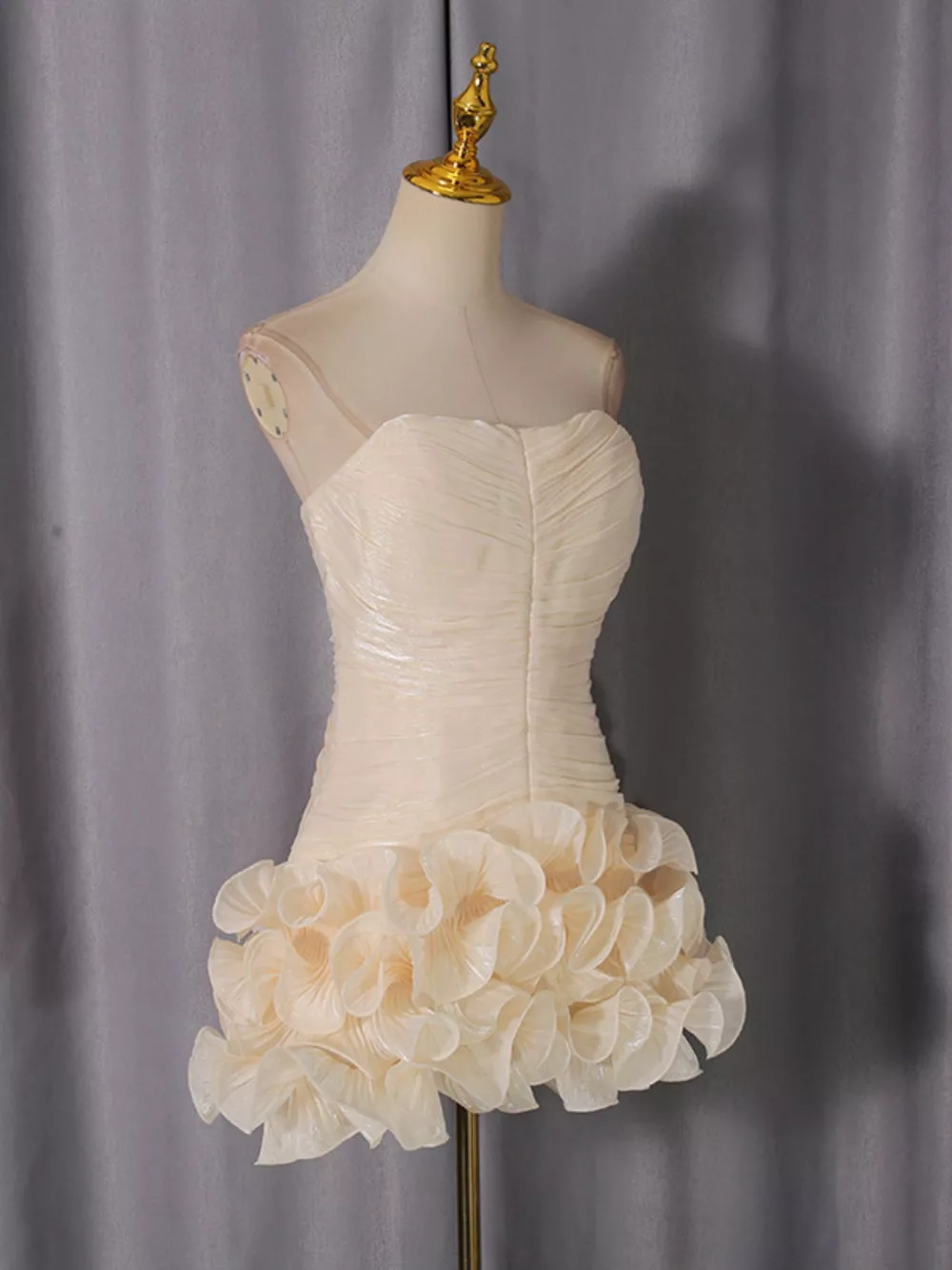 Strapless Ruffle Ruched Mini Dress, image 4