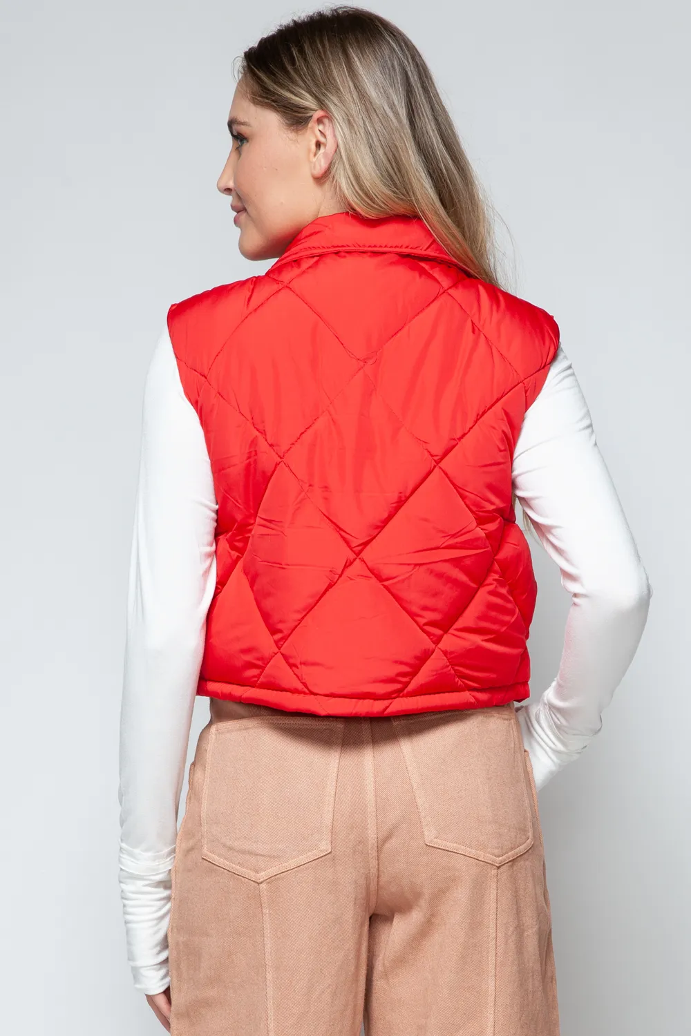 Snap Down Quilted Crop Vest, image 3