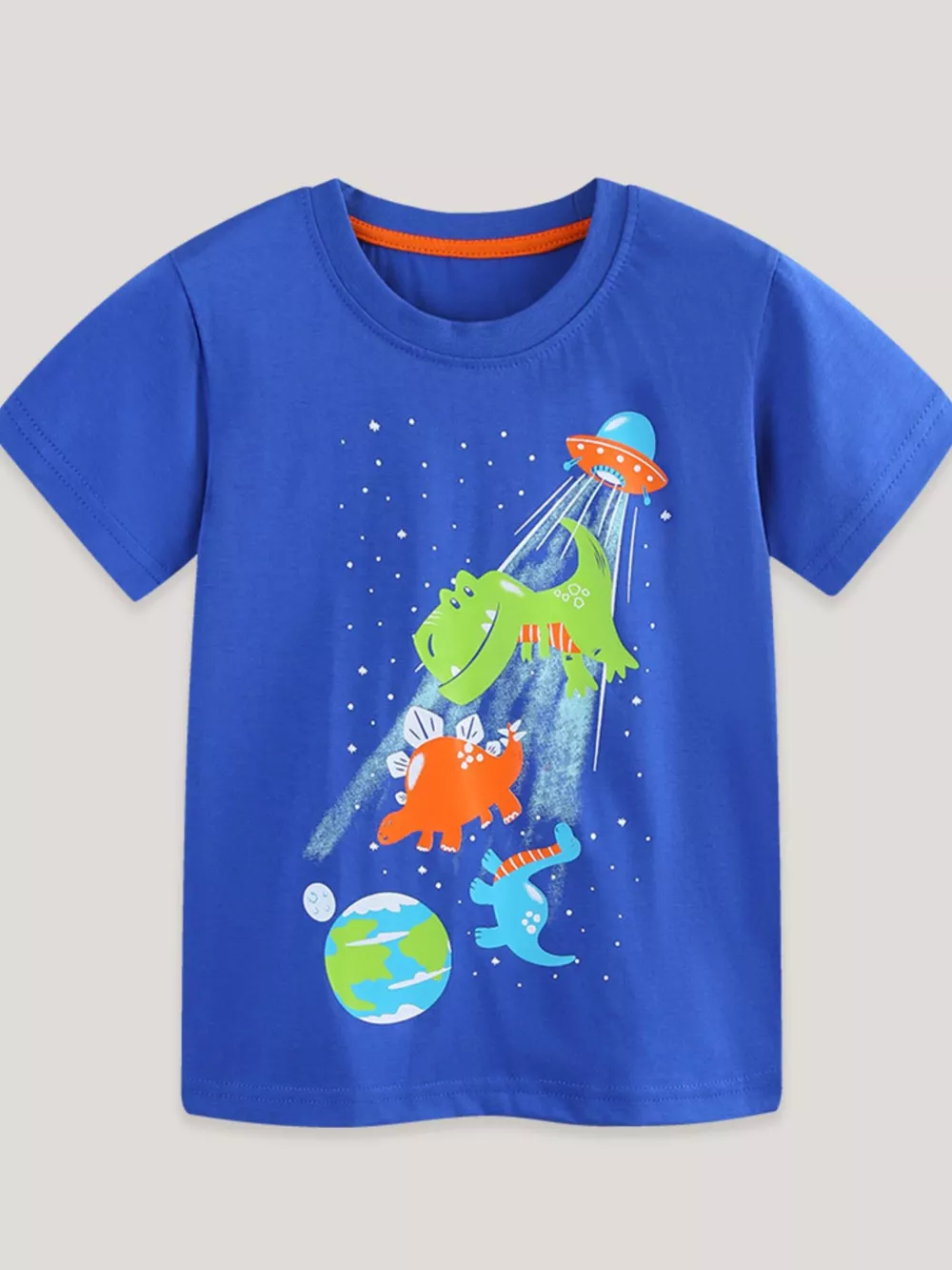 Children's Dinosaur & UFO Graphic Crew Neck Short Sleeve T-Shirt, image 2