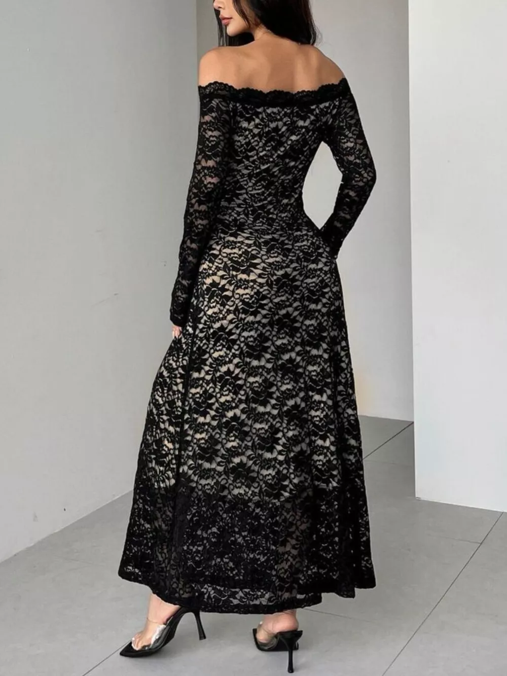 Off-Shoulder Lace Maxi Dress, image 5