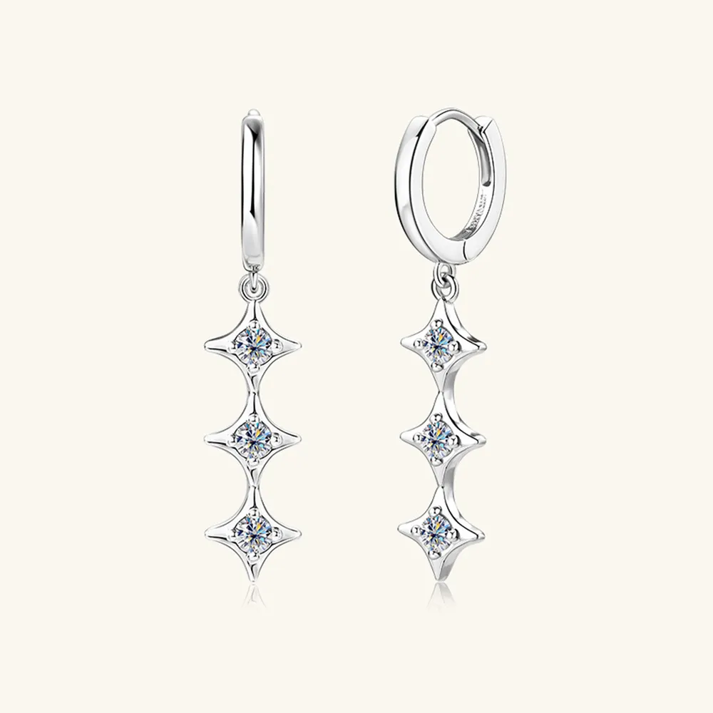 Moissanite 925 Sterling Silver Geometric Shape Earrings, image 6