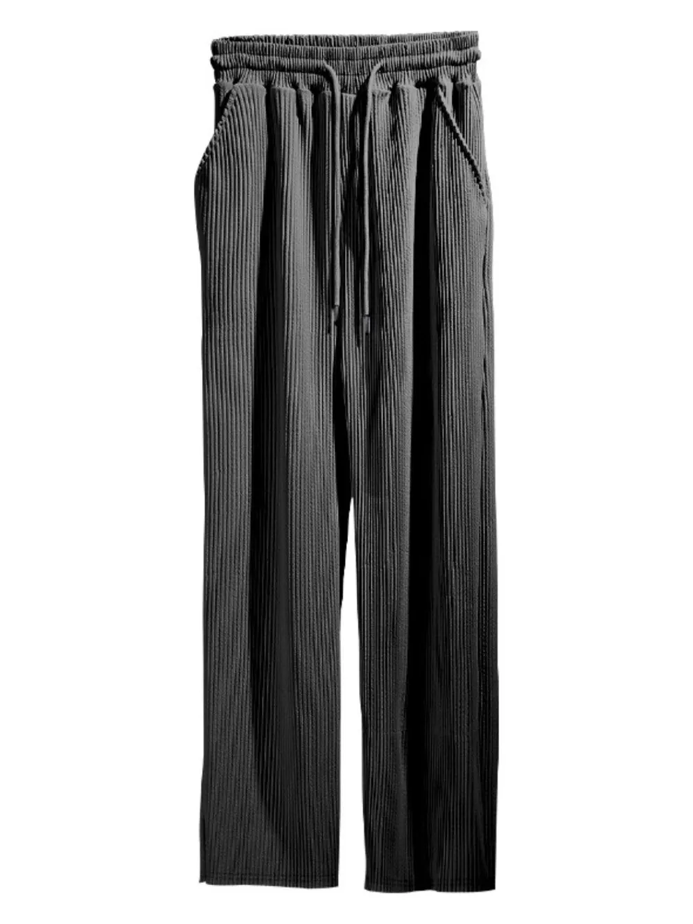 Men's Full Size Ribbed Drawstring Wide Leg Pants with Plus Size, image 8