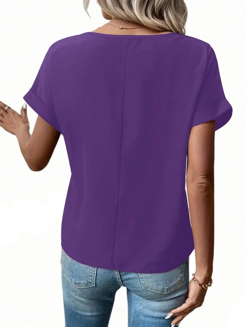 Casual Zipper Front Short Sleeve Blouse, image 2