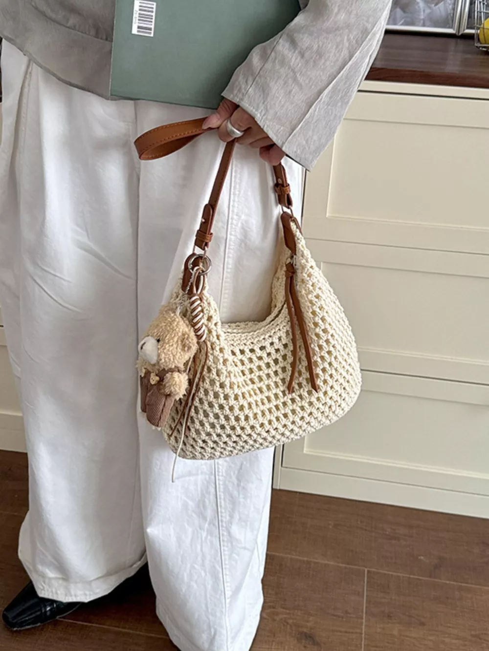 Crochet Knit Crossbody Bag, image 7