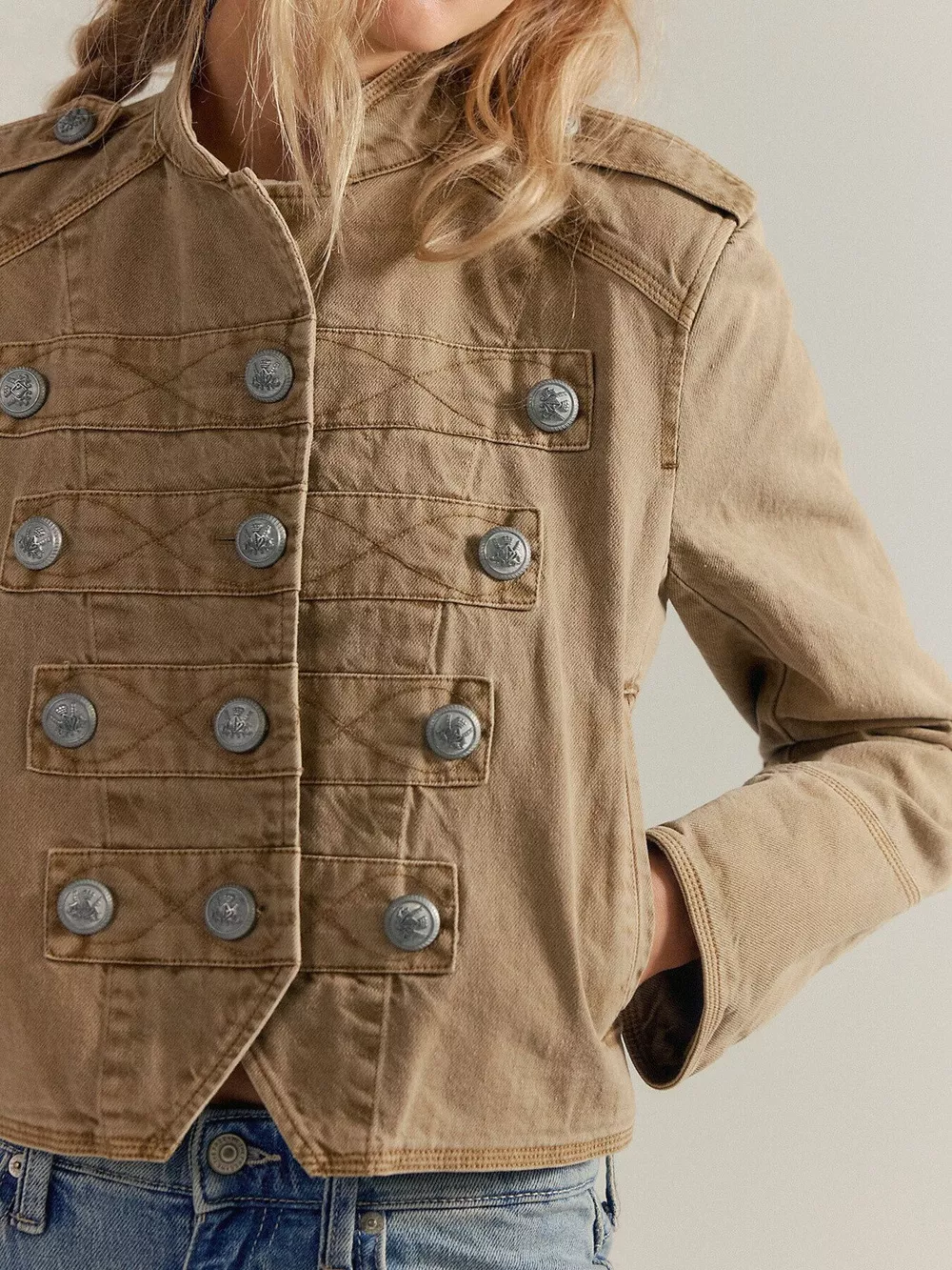 Decorative Button Cropped Jacket, image 14