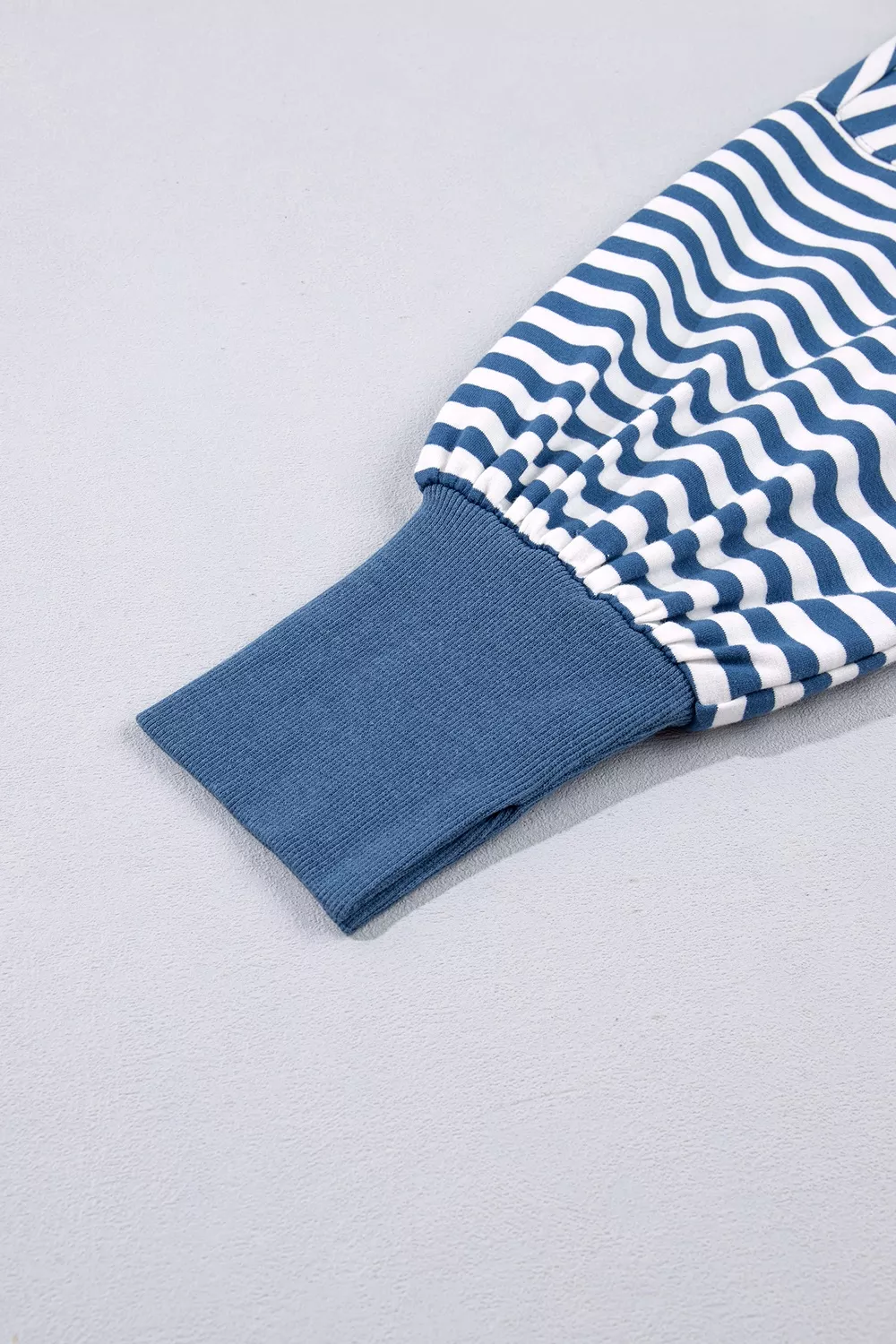Stripe Color Block Trim Raw Seam Split Hem Loose Sweatshirt, image 13