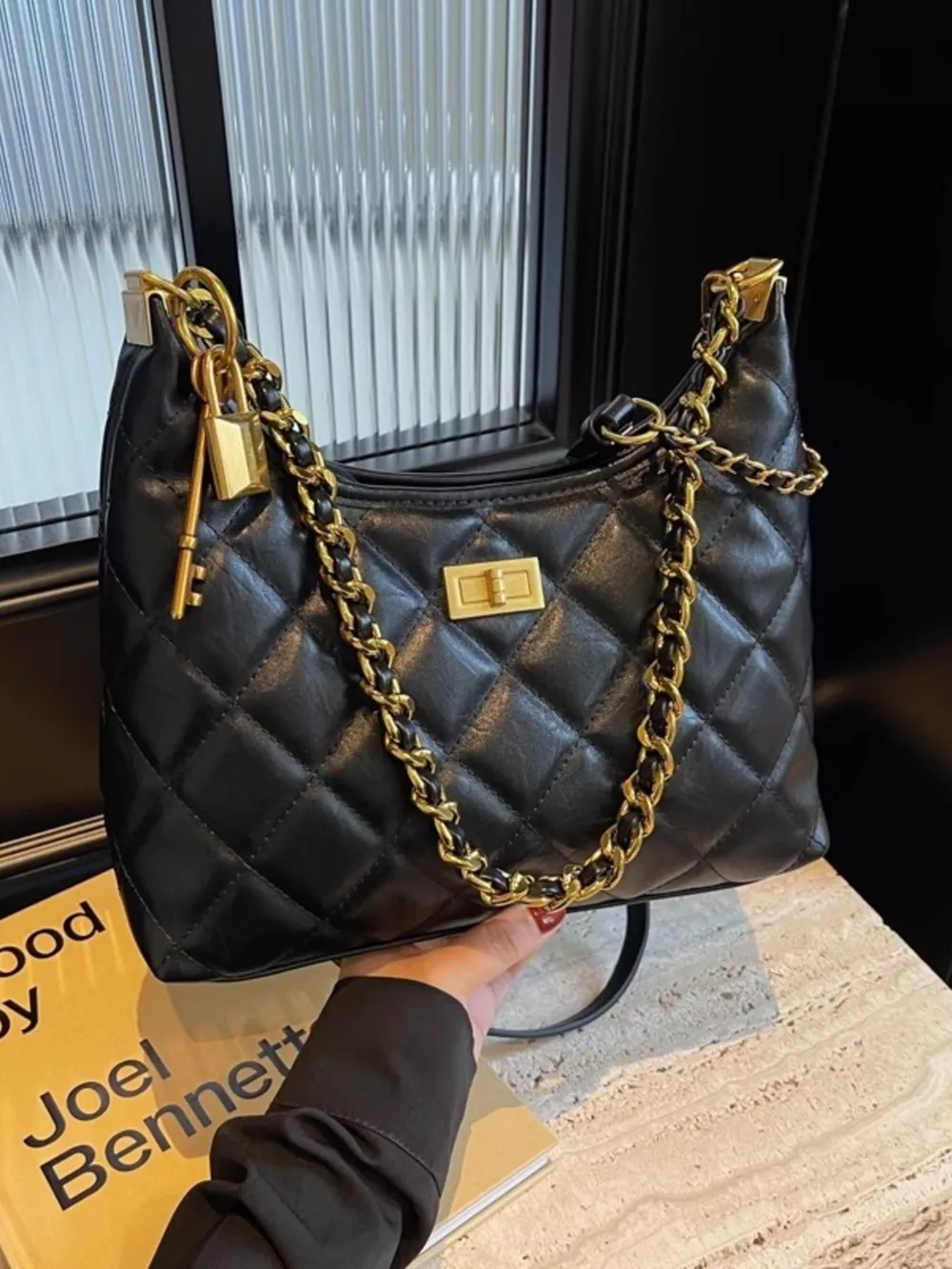 Quilted Chain Strap Shoulder Bag, image 8