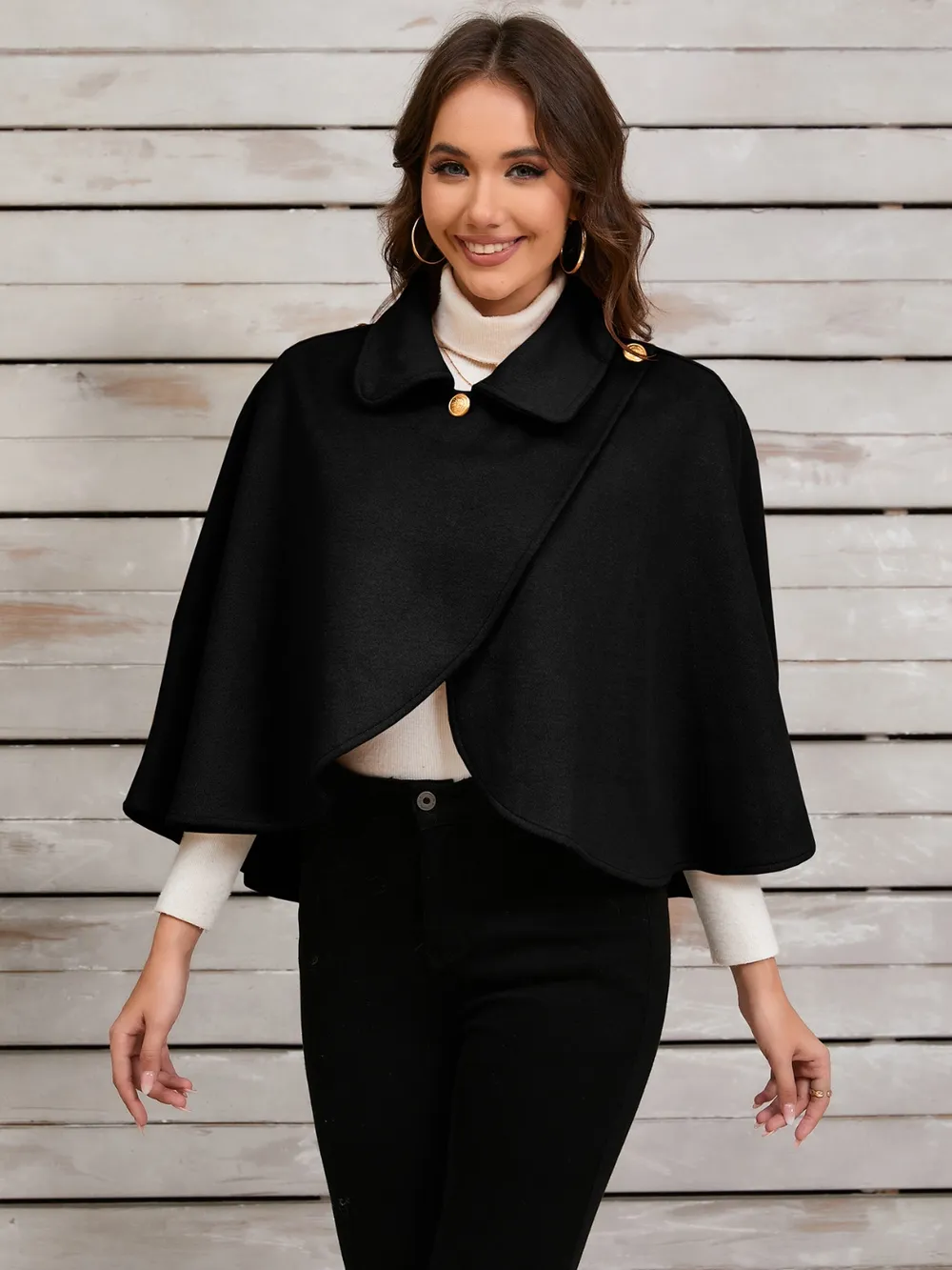 Collared Neck Cropped Cape, image 9