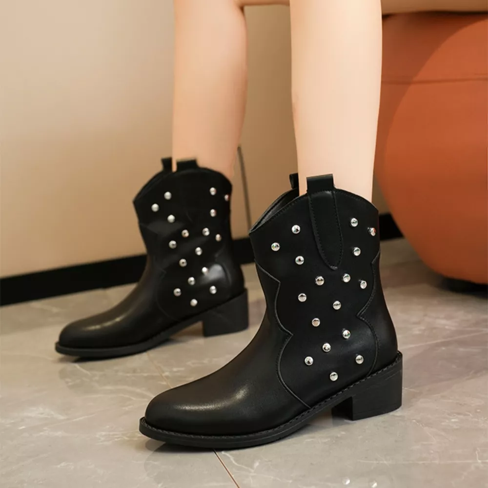 Studded Western Ankle Boots, image 10