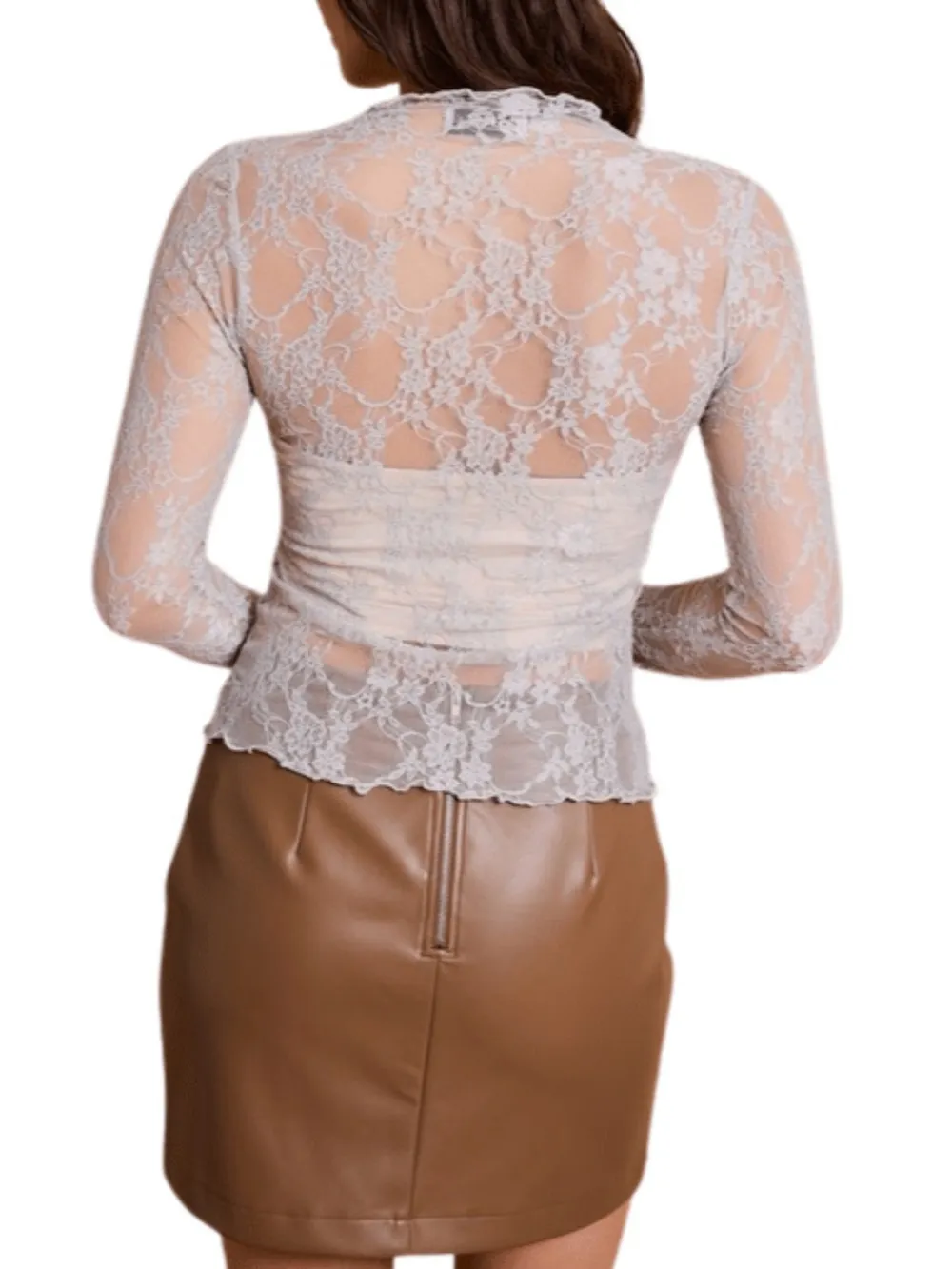 Lace Mock Neck Long Sleeve Top, image 9