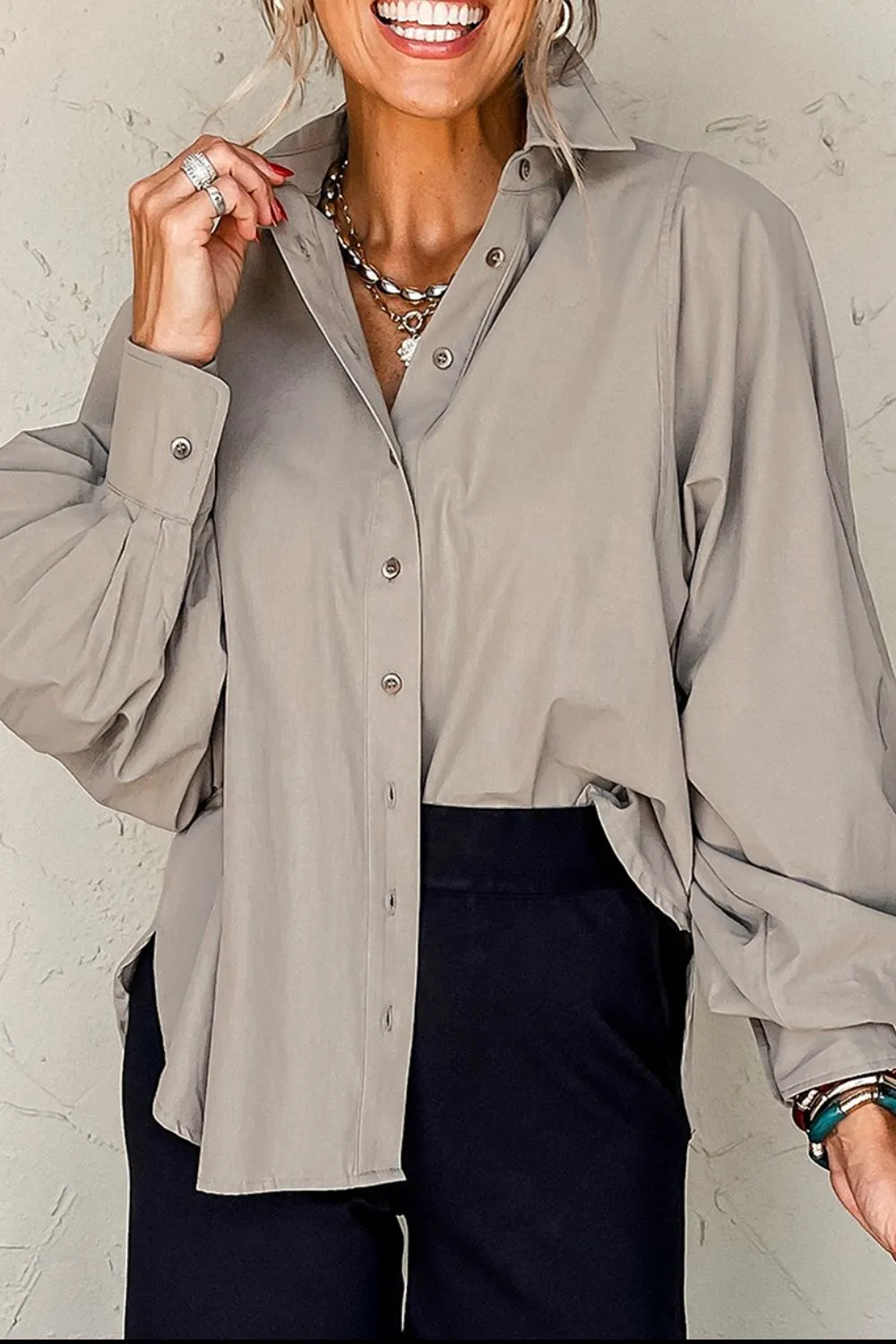 Button Down Collared Neck Long Sleeve Shirt, image 3