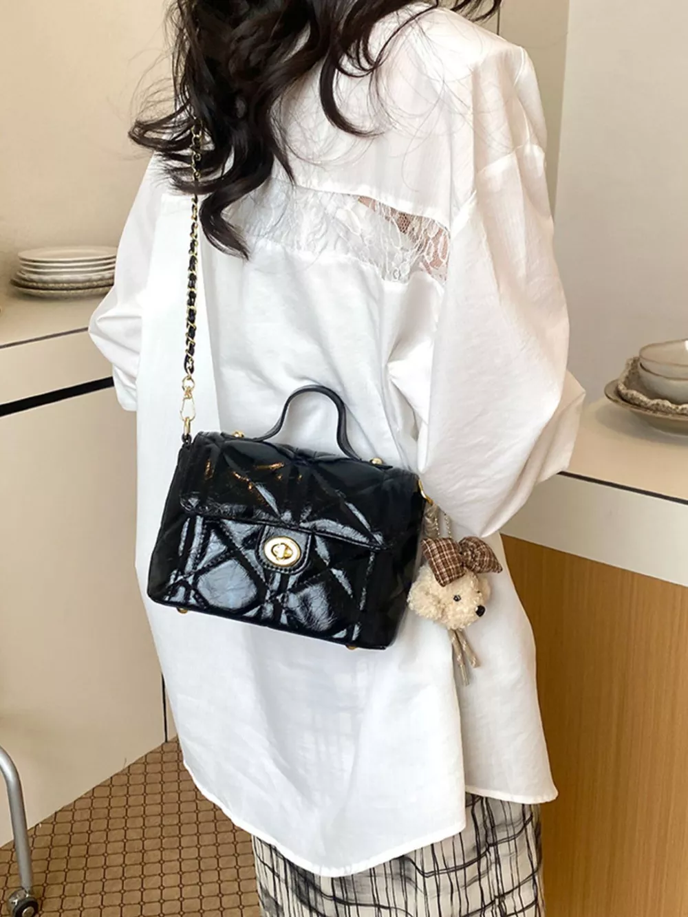 Quilted Leather Crossbody Bag, image 8