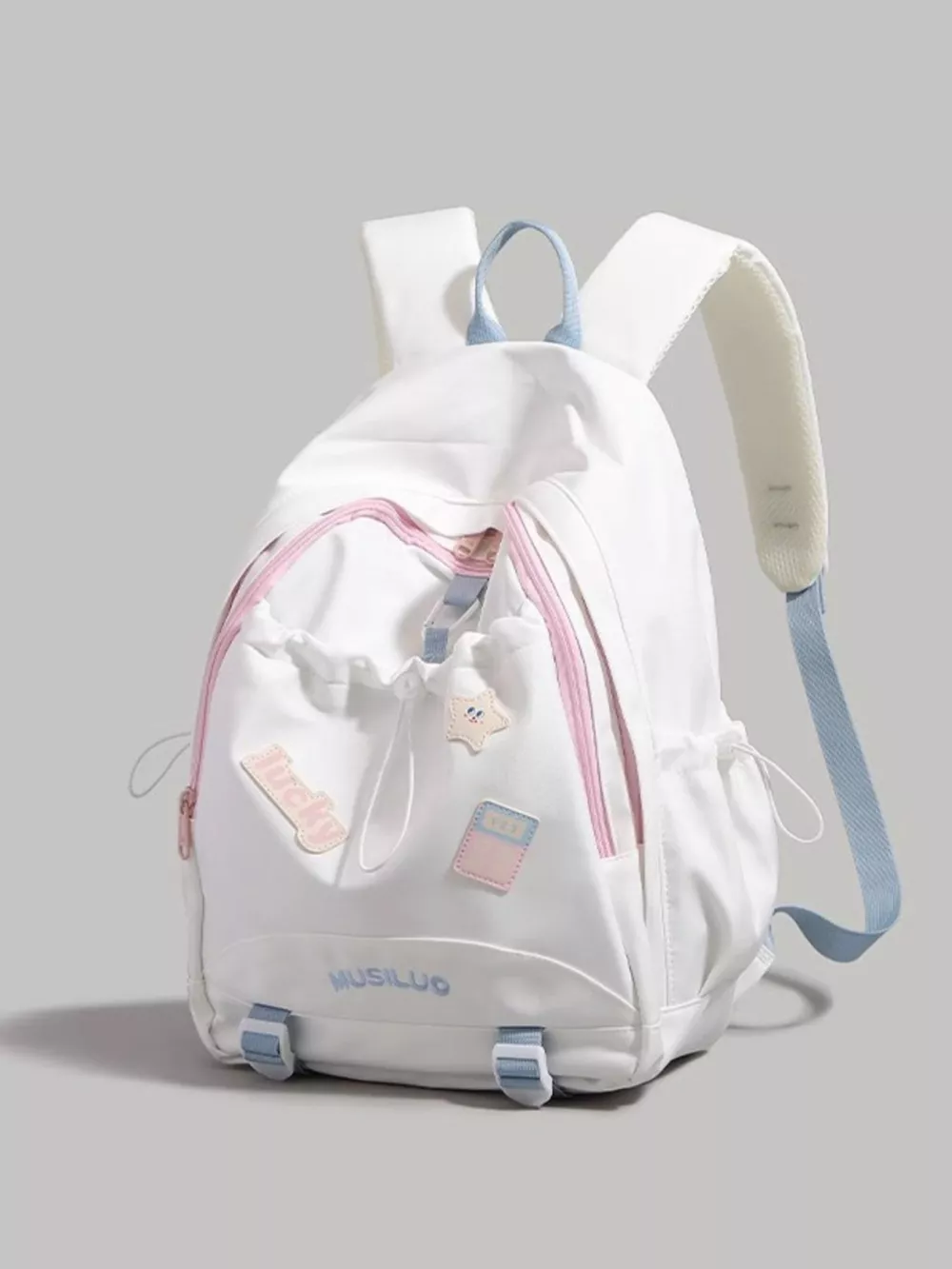 Drawstring Contrast Backpack Bag, image 4