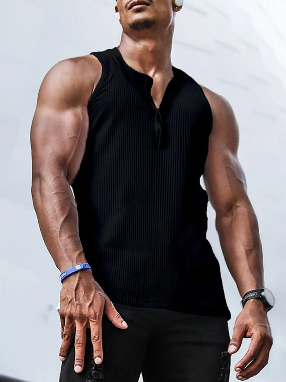 Men's Plus Size Ribbed Tank, image 3