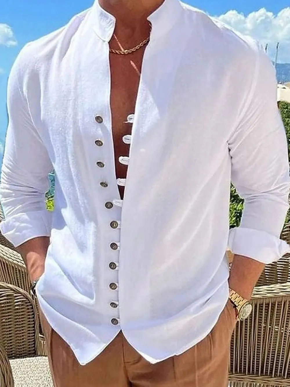 Men's Full Size Button Front Long Sleeve Shirt Plus Size, image 7