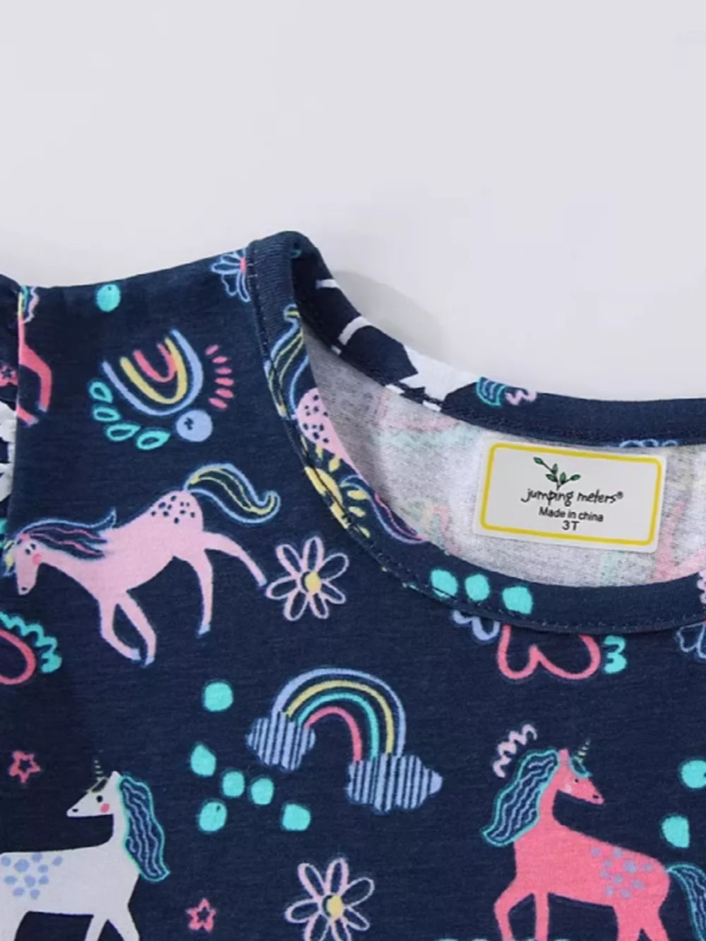 Children's Unicorn Print Ruffle Sleeve Dress, image 3
