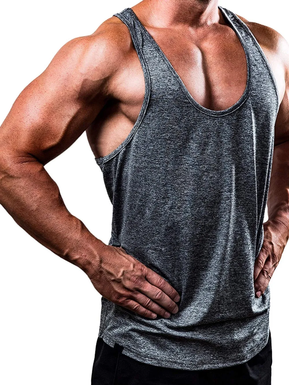Men's Plus Size Round Neck Racerback Tank, image 3