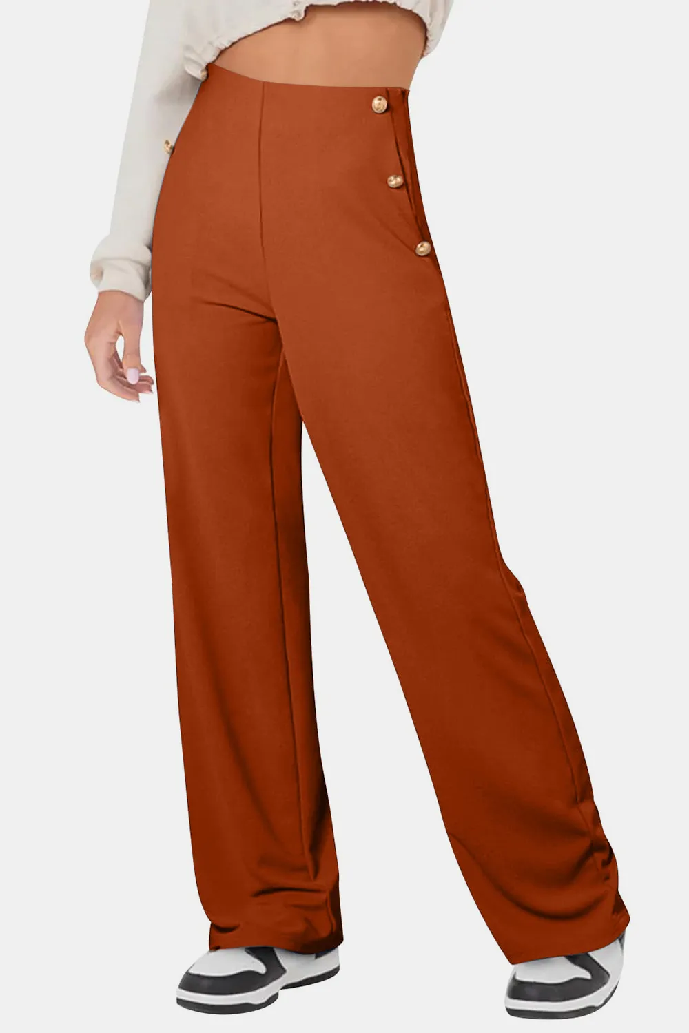 Decorative Button High Rise Pants, image 9