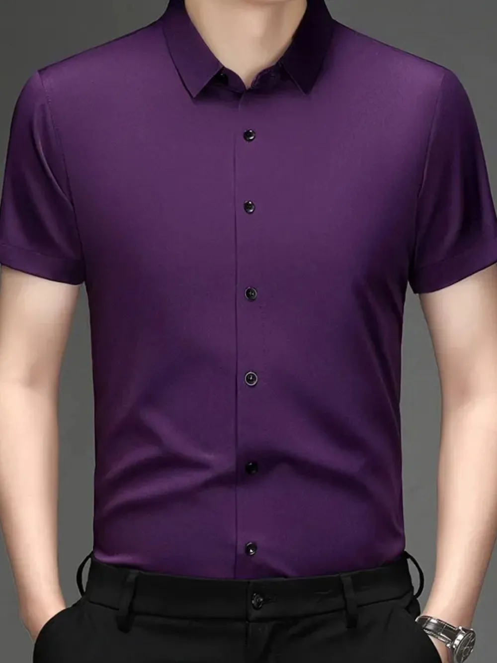 Men's Button Up Short Sleeve Shirt, image 2