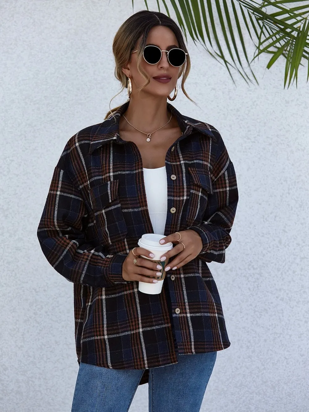 Plaid Button-Up Long Sleeve Shirt, image 6