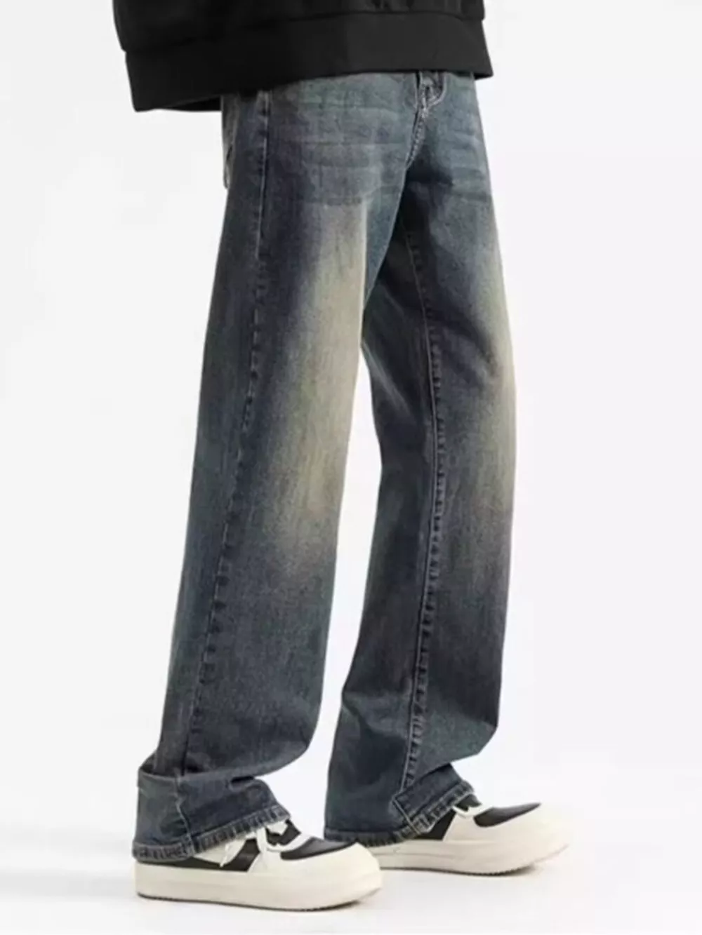 Men's Plus Size Vintage Wash Loose Fit Jeans, image 2
