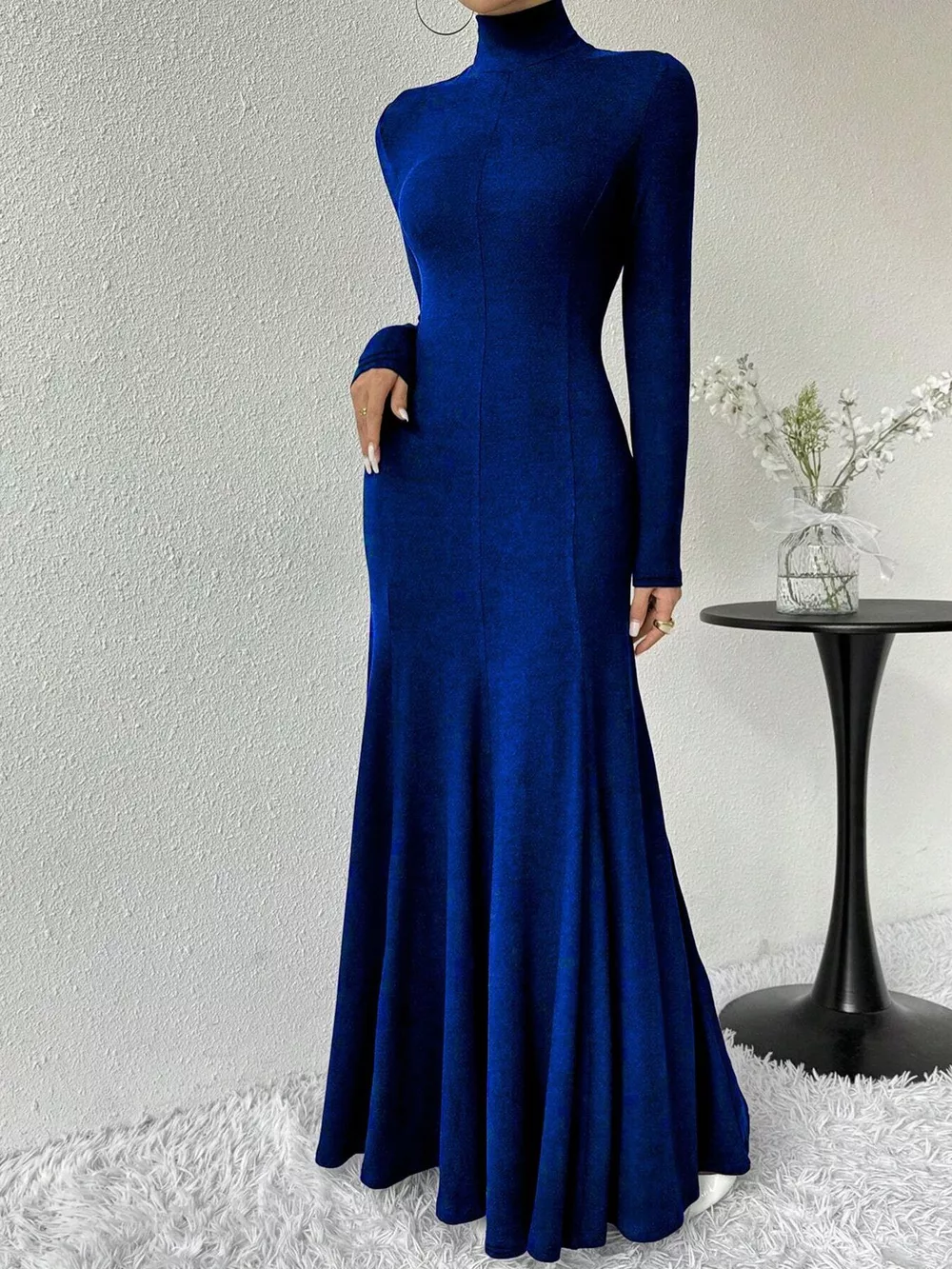 Turtleneck Long Sleeve Maxi Mermaid Dress, image 21
