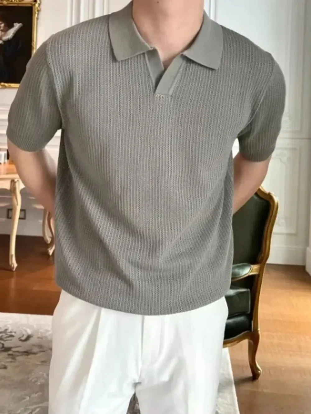 Men's Plus Size Textured Short Sleeve Polo, image 8