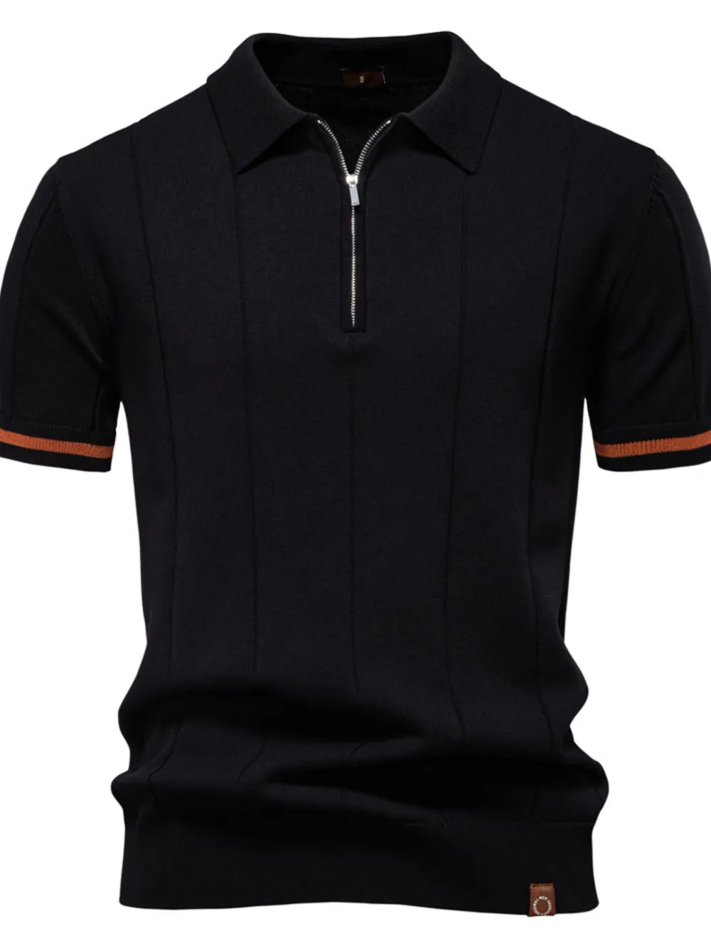 Men's Classic Zip-Neck Knitted Polo Shirt