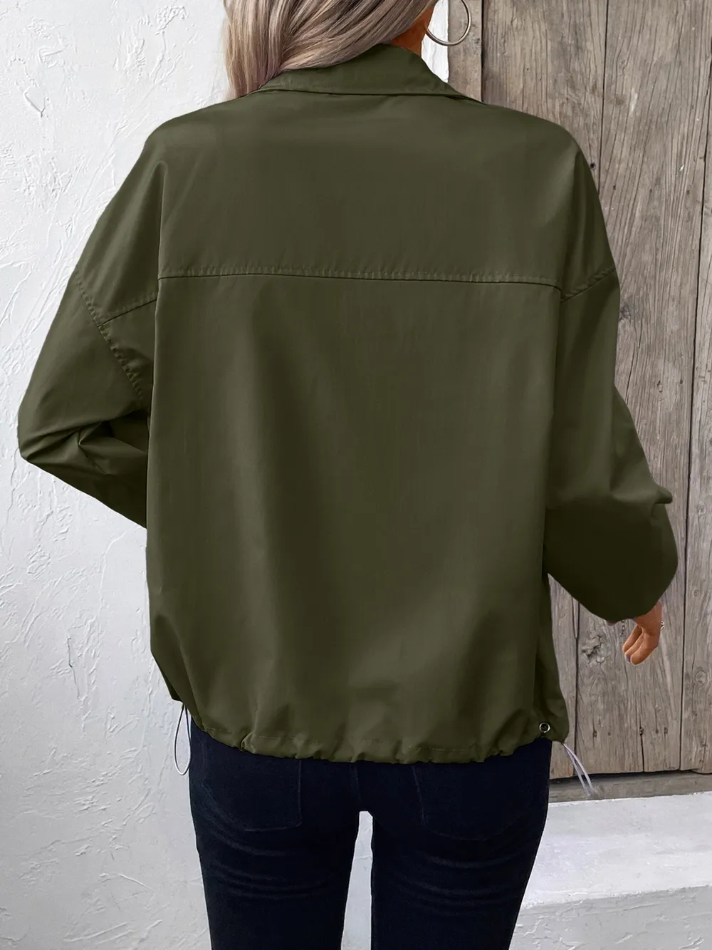 Pocketed Zip Up Long Sleeve Jacket, image 8