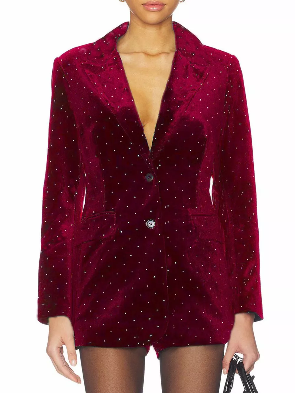 Rhinestone Embellished Single-Breasted Blazer, image 3