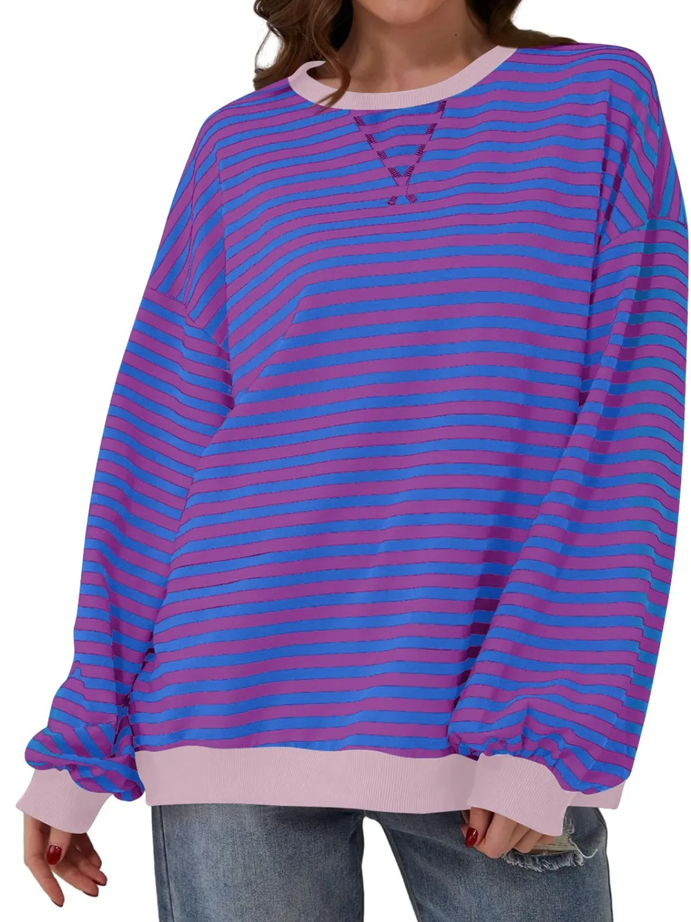 Contrast Striped Long Sleeve Sweatshirt, image 29